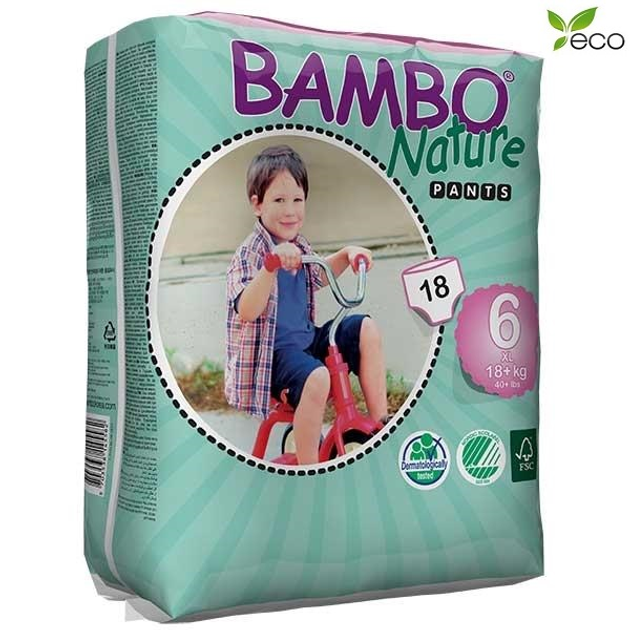 ЭКО Подгузники-трусики Bambo Nature Pants 6 (18-30 kg) 18 шт. Bambo ...
