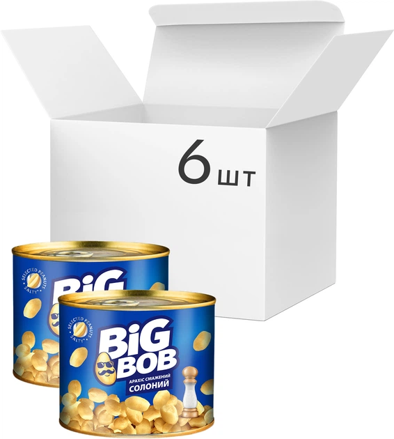 Упаковка соленого арахиса Big Bob 120 г х 6 шт (0.72 кг) (4820182069437) - Фото 1 Упаковка соленого арахиса Big Bob 120 г х 6 шт (0.72 кг) (4820182069437) - изображение 1