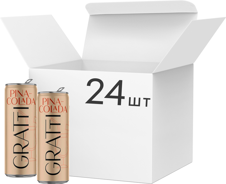 Упаковка слабоалкогольного напитка Gratti Pinacolada 4.5% 0.25 л x 24 шт (5902854104093) - изображение 1