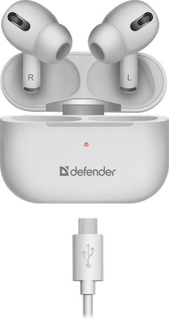 Акція на Навушники Defender Twins 636 White, TWS Pro, Bluetooth від Rozetka