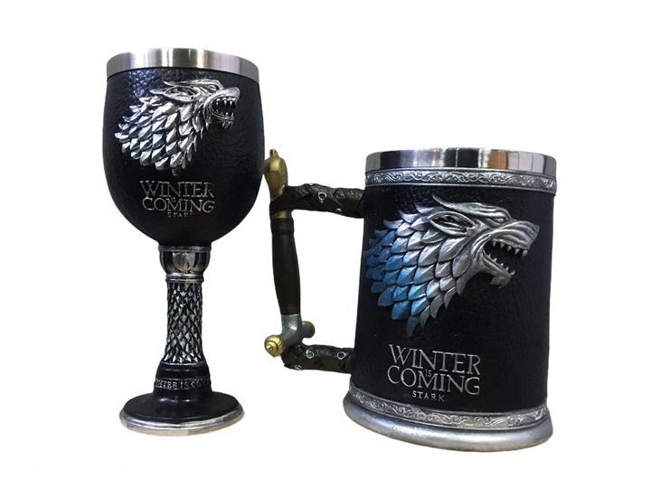 Подарочный набор кружка и чашка Готика 3D Игра Престолов Game Of Thrones Winter Is Coming Stark Дом Старков 600/200 мл - изображение 2