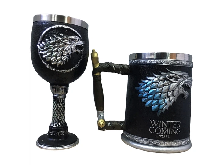 Подарочный набор кружка и чашка Готика 3D Игра Престолов Game Of Thrones Winter Is Coming Stark Дом Старков 600/200 мл - изображение 4