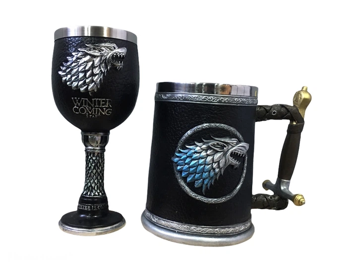 Подарочный набор кружка и чашка Готика 3D Игра Престолов Game Of Thrones Winter Is Coming Stark Дом Старков 600/200 мл - изображение 5