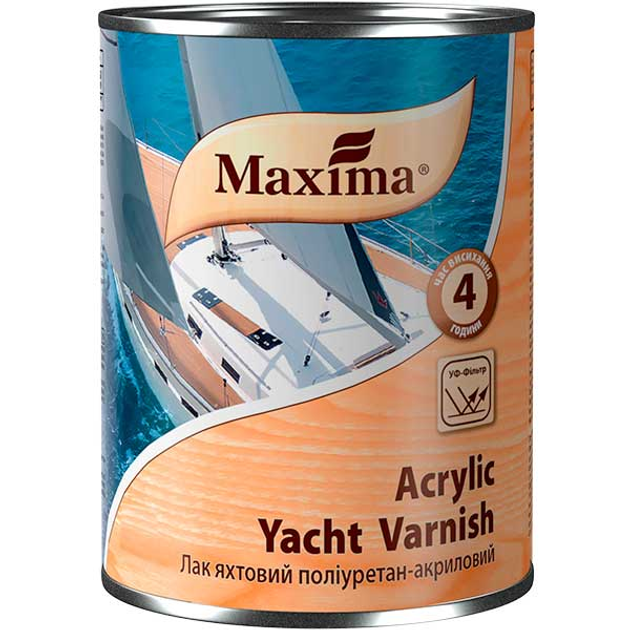 Лак яхтный полиуретан-акриловый Maxima - 2,5 л, бесцветный глянцевый ...