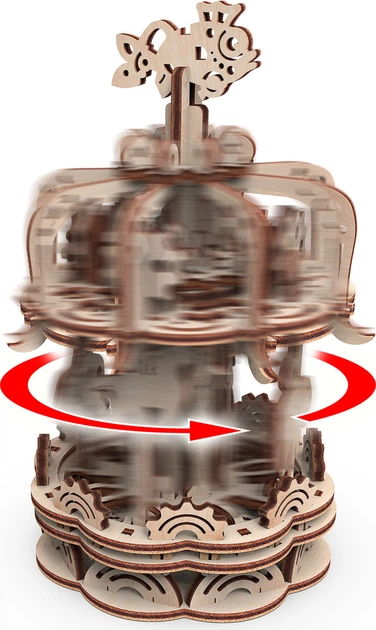 Puzzle 3D Mr. Playwood Mechaniczny Karuzela S Drewniany 88 elementów (10030) (4820204380229) - obraz 3