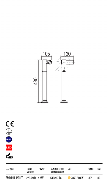 Ландшафтний світильник OBLIK ST LED SMD 4.5W IP65 DG 3000K (5.1.2) Redo 9579 - изображение 3