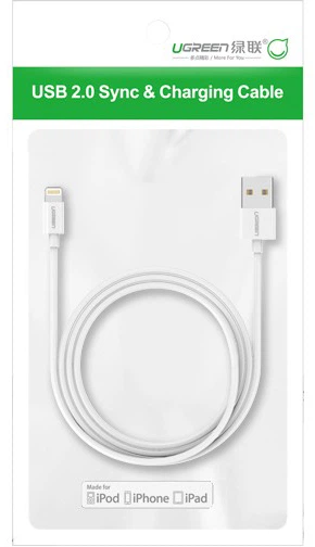 Kabel Ugreen US155 USB Type-A 2.0 - Lightning MFI 1 m Nickel Plated White (6957303827282) - obraz 3