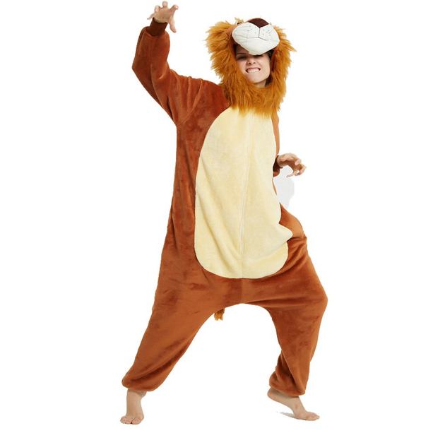 Пижама Кигуруми взрослая BearWear Лев New 3Д (на молнии) M 155 - 165 см Коричневый (K1W1-0176-M) 