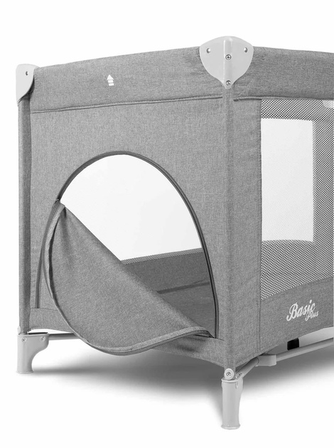 Манеж-кроватка 2 в 1 Caretero Basic Plus с колесами и матрасом + сумка для транспортировки Серый - изображение 2