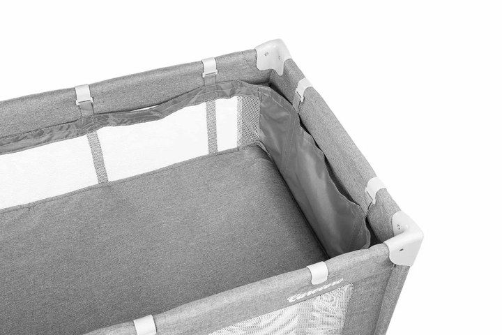 Манеж-кроватка 2 в 1 Caretero Basic Plus с колесами и матрасом + сумка для транспортировки Серый - изображение 4