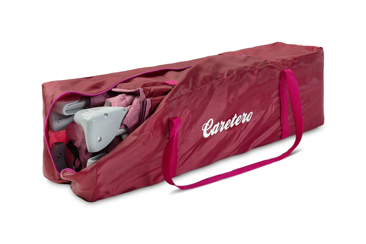Манеж-ліжечко 2 в 1 Caretero Basic Plus з колесами і матрацом + сумка для транспортування Рожевий - зображення 8