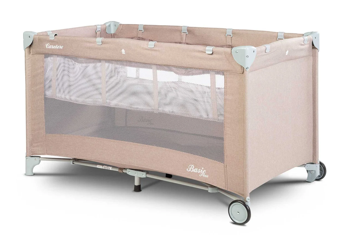 Манеж-кроватка 2 в 1 Caretero Basic Plus с колесами и матрасом + сумка для транспортировки Бежевый - Фото 2 Манеж-кроватка 2 в 1 Caretero Basic Plus с колесами и матрасом + сумка для транспортировки Бежевый - изображение 2