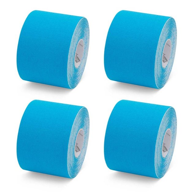 Хлопчатобумажные кинезио тейпов K-Tape blue, 5 см х 5 м, голубой, упаковка 4 шт (100142) - изображение 1