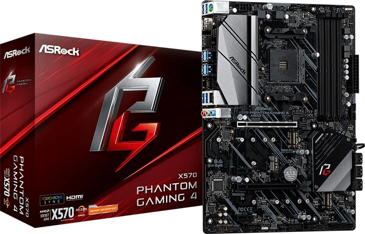 Материнская плата ASRock X570 Phantom Gaming 4 (sAM4, AMD X570