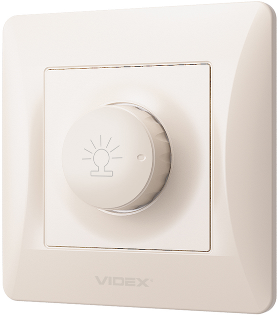 Світлорегулятор поворотний VIDEX Binera 600 Вт Кремовий (VF-BNDM600-CR) - зображення 2