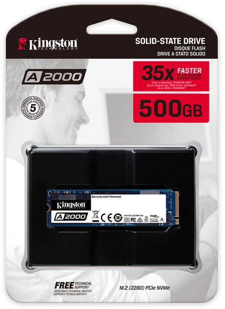 SSD диск Kingston A2000 500GB NVMe M.2 2280 PCIe 3.0 x4 3D NAND