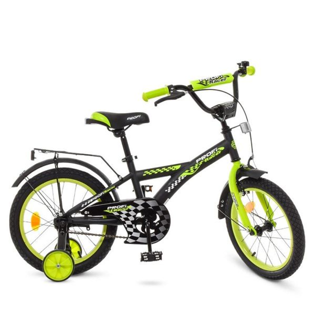 Велосипед для детей 16 дюймов Profi T1637 Racer Черно-салатовый ...