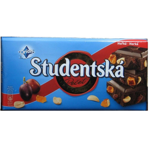 Черный шоколад с арахисом, изюмом Studentska pacet 180г (00-00000056) 