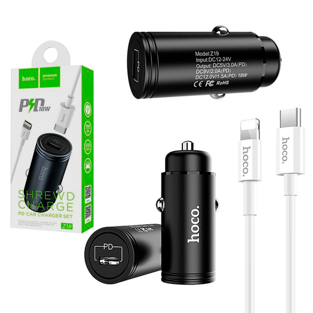 Автомобильное зарядное устройство Hoco Z19 PD+QC3.0 1USB Type-C ...