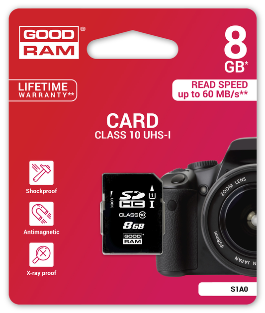 Карта памяти SDHC 8GB UHS-I Class 10 GOODRAM (S1A0-0080R11) - изображение 2
