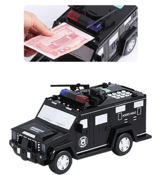 Электронная копилка-сейф с кодовым замком и отпечатком пальца машинка Hummer Cach Truck черная - Фото 2 Электронная копилка-сейф с кодовым замком и отпечатком пальца машинка Hummer Cach Truck черная - изображение 2