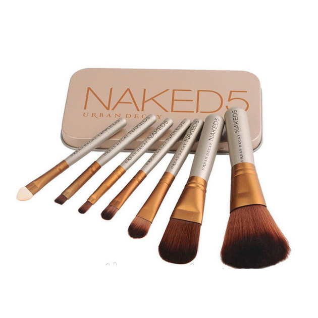Набор кистей для макияжа Naked 5 в металлическом боксе 7 штук - изображение 2