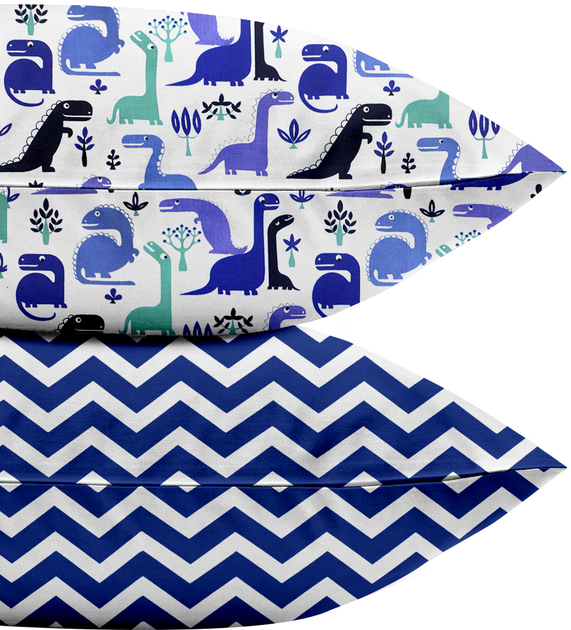 Акція на Набір наволочок Cosas Set Pillow Dino Blue ZigZag Blue 50х70 2 шт. від Rozetka