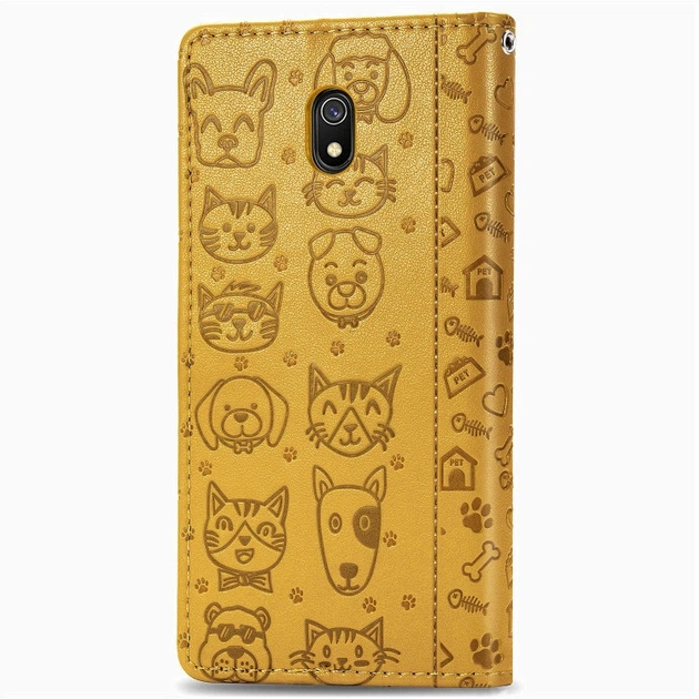 Чохол Embossed Cat and Dog для Xiaomi Redmi 8A книжка шкіра PU Yellow - зображення 4
