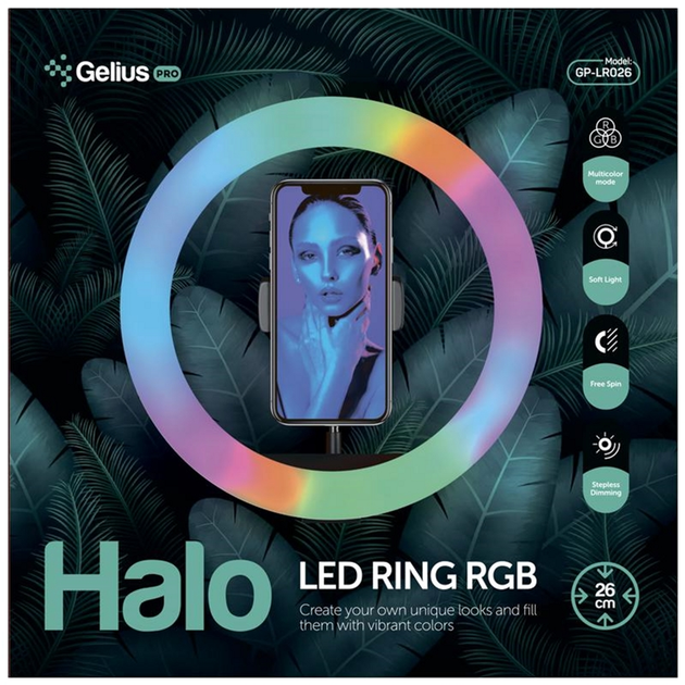 Кільцева LED-лампа Gelius Pro Halo RGB Ring 26 см GP-LR026 (2099900836923) - зображення 11