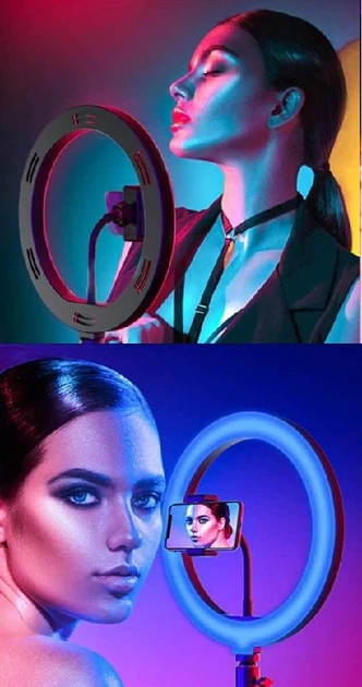 Кільцева світлодіодна лампа 26см RGB із штативом - Світлове LED кільце для блогера селфі (1035) - изображение 8