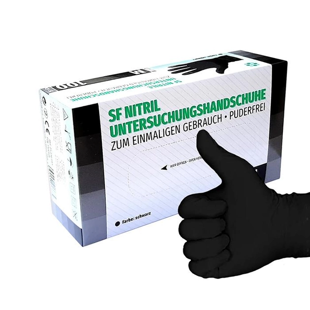 Нітрилові рукавички SF Medical розмір L, 100 шт Чорний - зображення 1