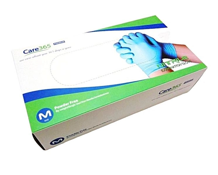 Рукавички нітрилові Care365 стандарт M 100 шт Блакитні (365M) - зображення 2