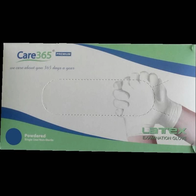 Перчатки латексные опудренные Care365 100 шт./уп. S Белый (365 SP) - изображение 1