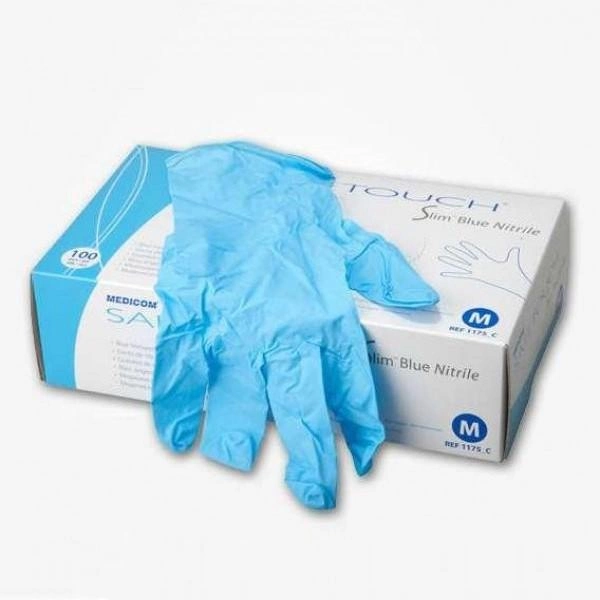 Перчатки нитриловые текстурированные Medicom S Голубые 100 шт/уп (MedicomголубыеS) - изображение 1