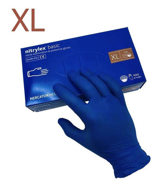 Рукавички Нітрилові Nitrylex Basic Blue XL - зображення 2