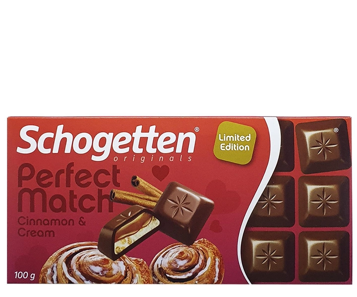 Шоколад молочний з кремово-вершковою начинкою і з шматочками печива і корицею Schogetten Perfect Match Cinnamon&Cream 100 г (55207) 