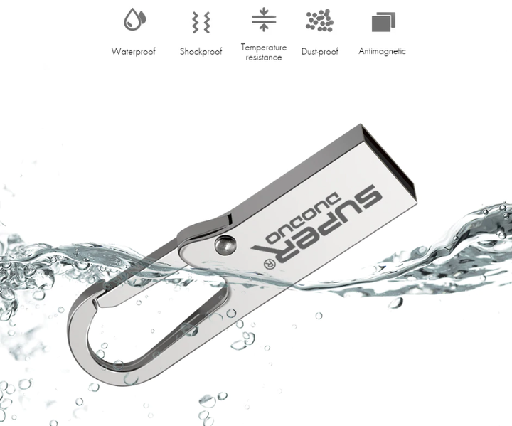 USB Флешка для компьютера 64ГБ Super DuoDuo 64gb металлическая флешка с карабином Серебристый - изображение 5