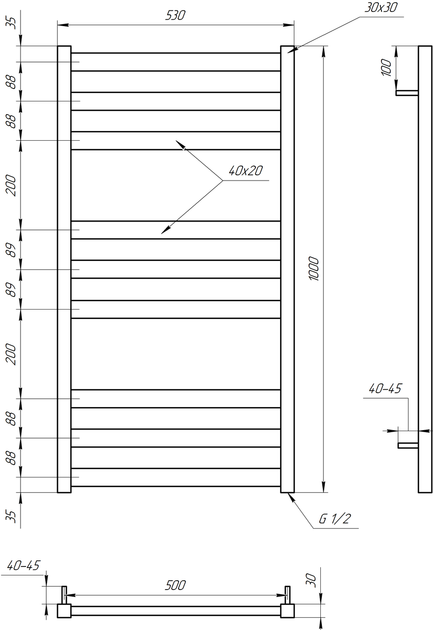 Сушка для рушників Tristar flat Водяний 120x53x3 - Фото 6 Сушка для рушників Tristar flat Водяний 120x53x3 - зображення 6