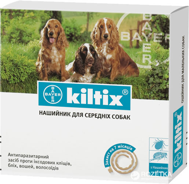 Ошейник Elanco (Bayer) Kiltix (Килтикс) от блох и клещей для средних ...