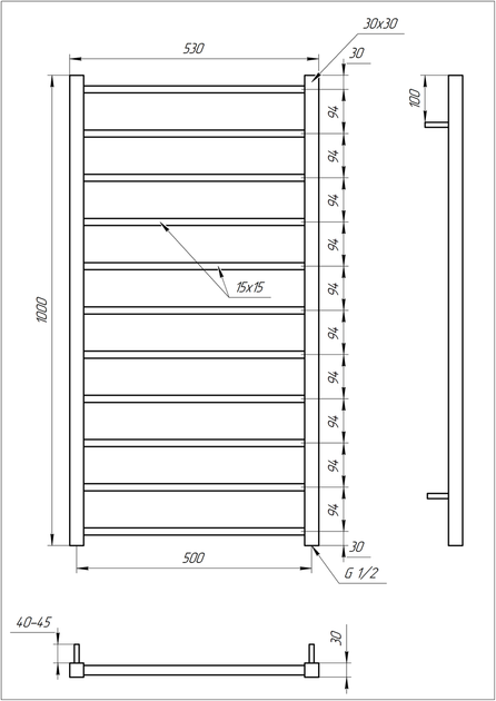 Сушка для рушників Flat Електричний 800x53x3 - зображення 6
