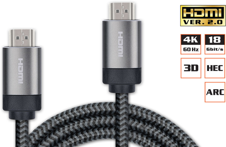 Кабель Real-El HDMI ver. 2.0 Premium M-M 2 м Silver (EL123500046) - зображення 2