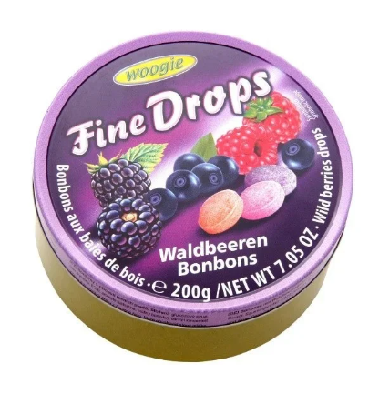 Льодяники Woogie Fine Drops зі смаком лісової ягоди 200 г - Фото 1 Льодяники Woogie Fine Drops зі смаком лісової ягоди 200 г - зображення 1
