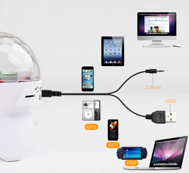 Современный Диско-шар на аккумуляторе magic ball Bluetooth L-740 White - изображение 6