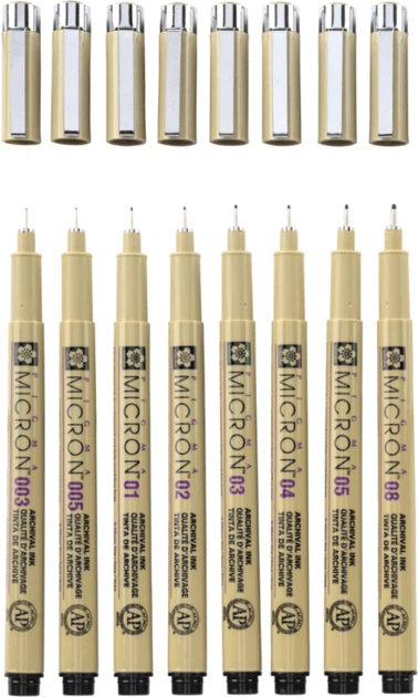 Набір лінерів Sakura Pigma Micron чорні 8 шт (8712079459536) - зображення 2