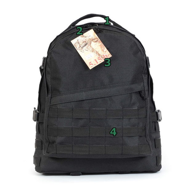 Тактичний армійський міцний рюкзак 5.15.b 30 літрів Чорний - зображення 2