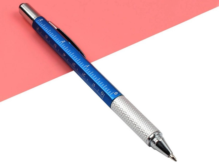 Кулькова ручка Genkky З викруткою, стилусом, лінійкою і рівнем Синє чорнило Синій (1004-446-01) - зображення 2