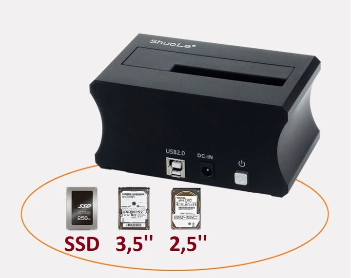 Док-станція Shuole USB 2.0 2.5"/3.5" HDD/SSD - зображення 2