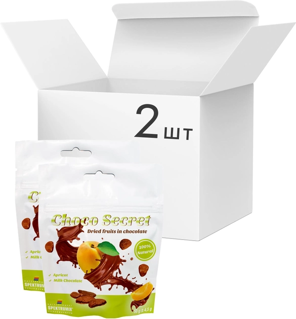 Упаковка фруктов сушеных в шоколаде Spektrumix Choco Secret Абрикос в молочном шоколаде 50 г х 2 шт (2000001276006) 