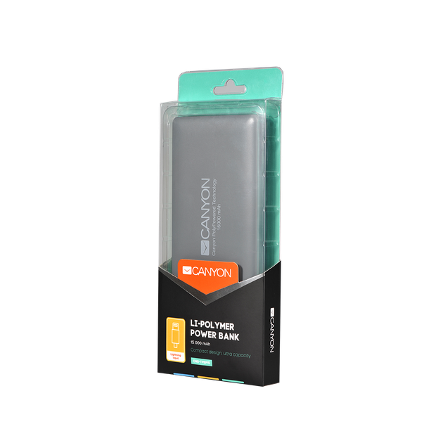 Универсальная мобильная батарея Canyon 15000mAh Dark Grey (CNS-TPBP15DG) - изображение 3