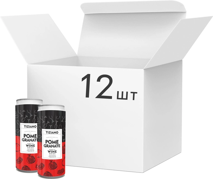 Упаковка вина TIZIANO Гранат красное полусладкое 0.33 л х 12 шт 6-6.9% (4820137826160) - изображение 1
